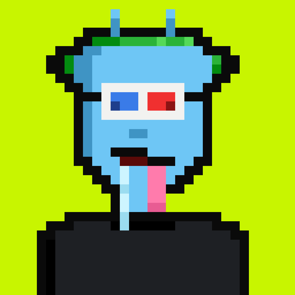 Blue alien Drooler with antennae