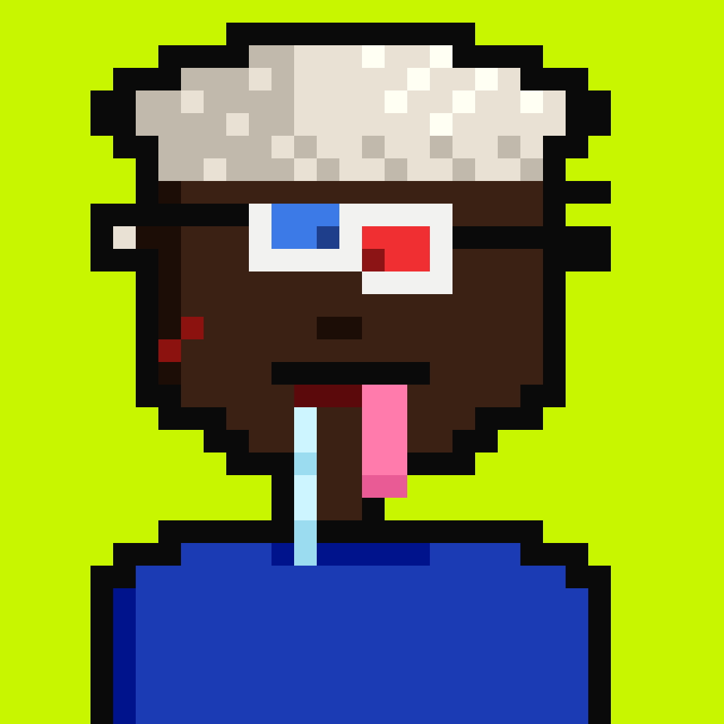 Brown Drooler with fluffy white hair